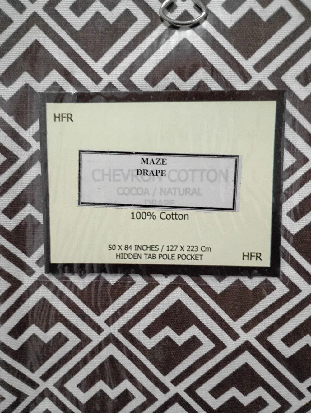 Maze Drape Cotton Curtain in Cocoa and Natural/Off White Background